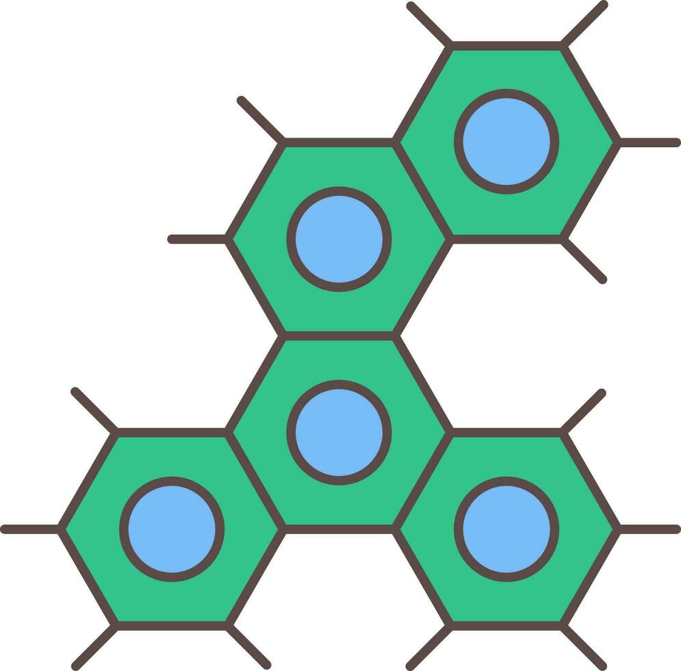 Green And Blue Molecule Flat Icon Or Symbol. vector