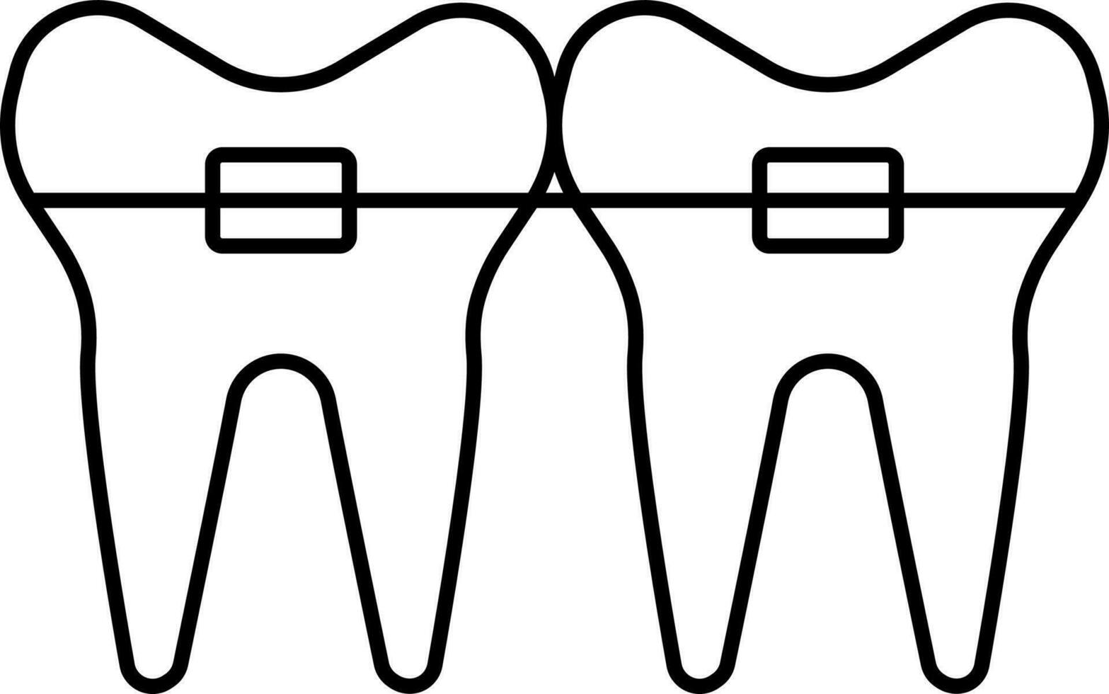 Teeth Braces Icon In Linear Style. vector