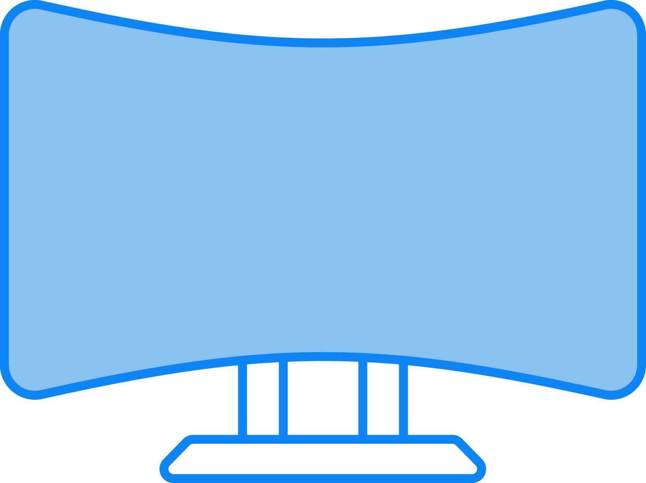 curvo monitor icono en azul y blanco color. vector