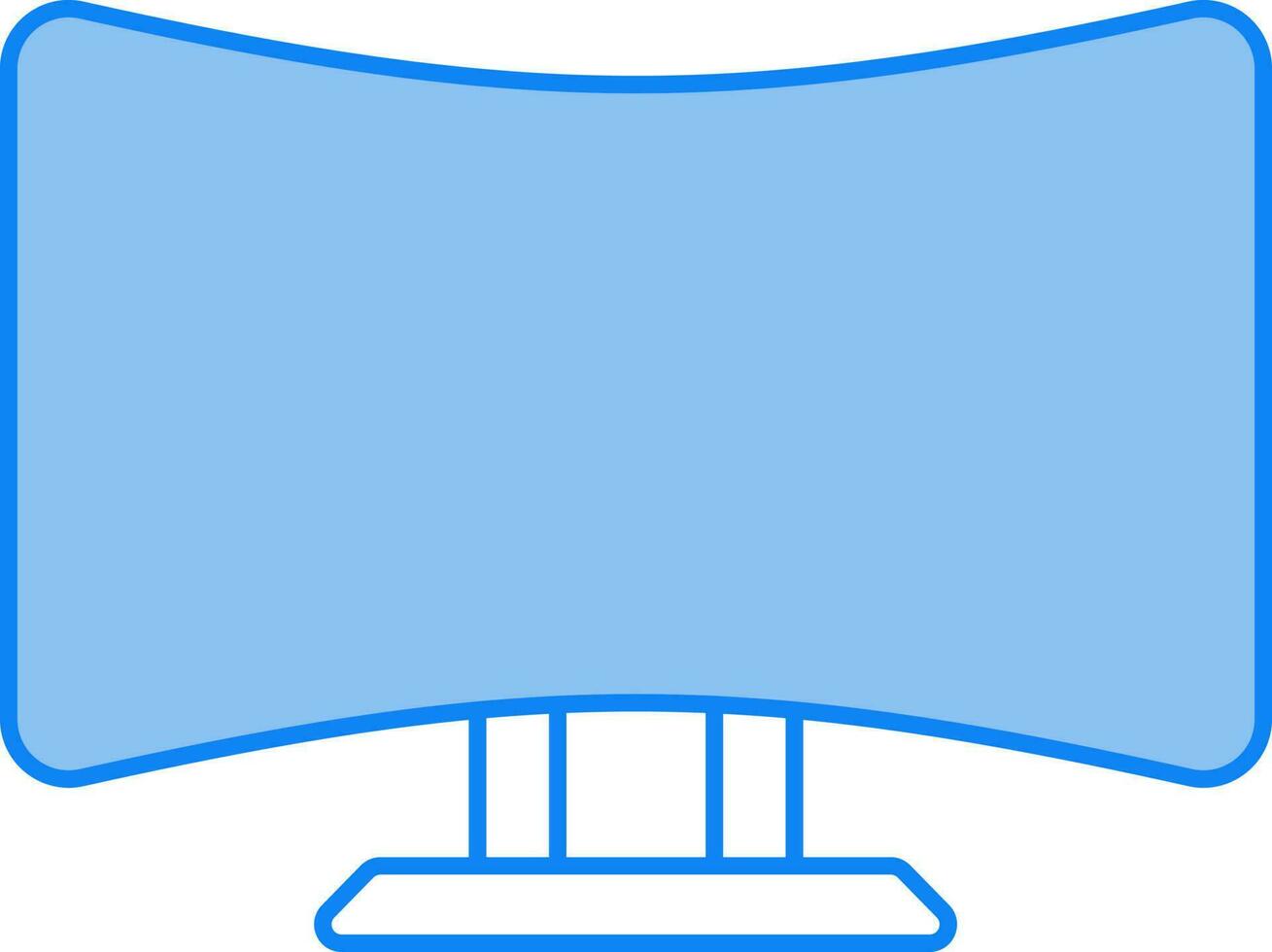 Curved Monitor Icon In Blue And White Color. vector