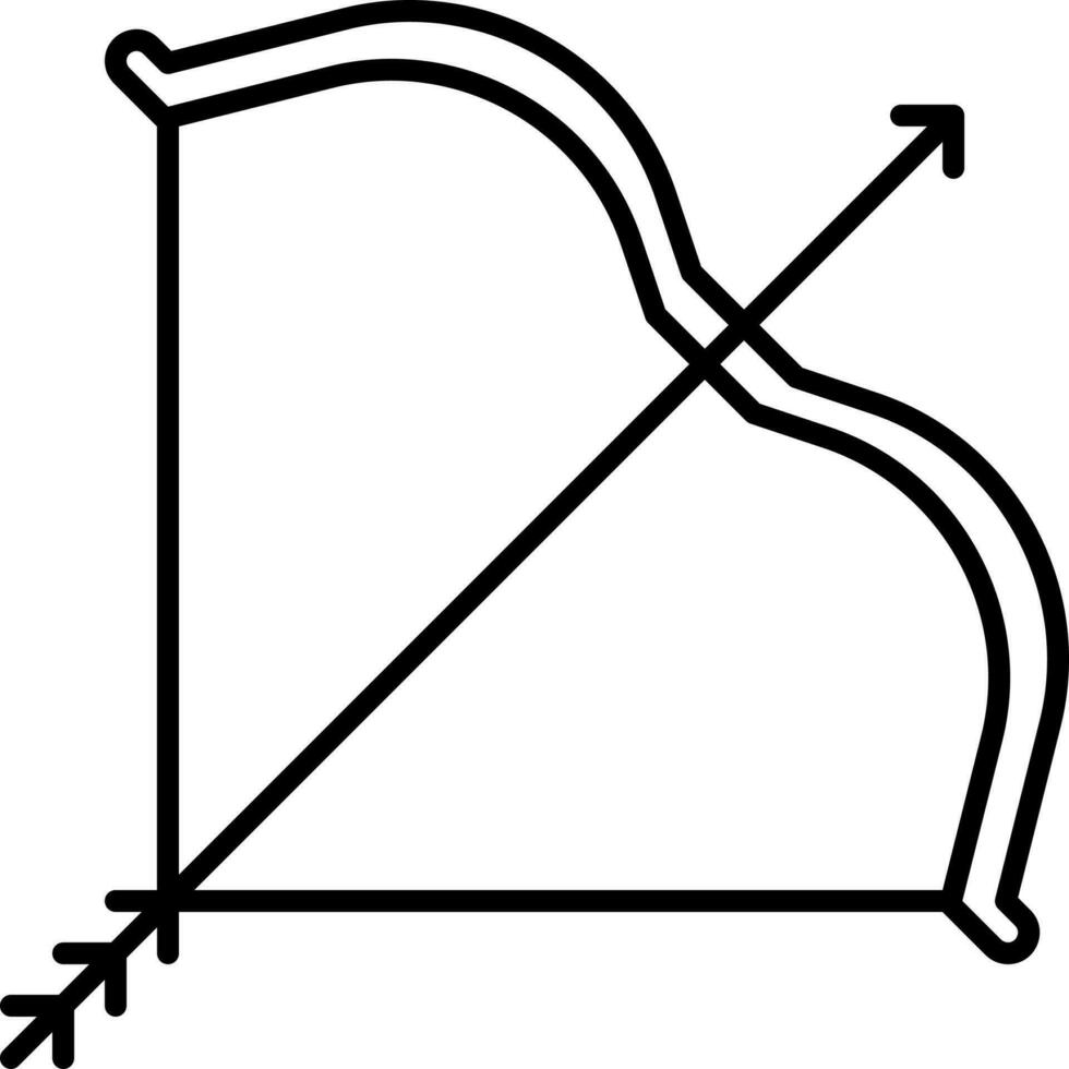 Bow With Arrow Icon In Black Outline. vector