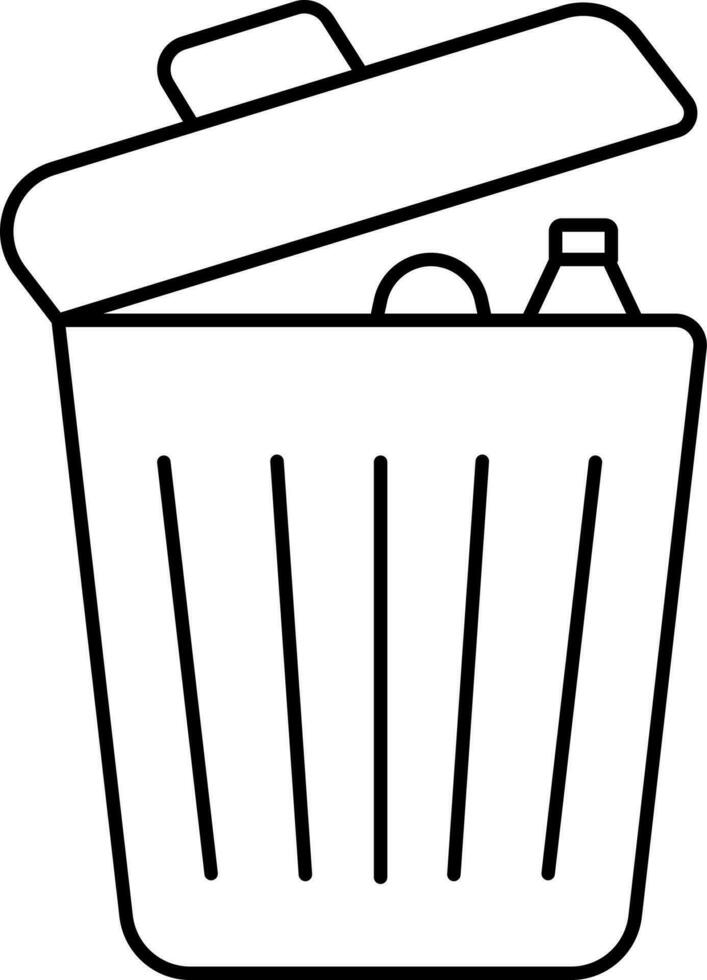 Isolated Trash Bucket Black Linear Icon. vector