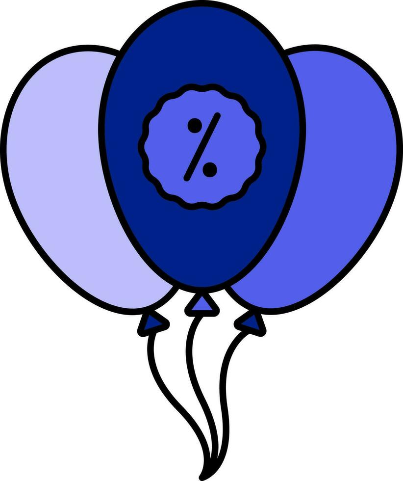 Discount Offer Bunch Balloons Blue Icon In Flat Style. vector