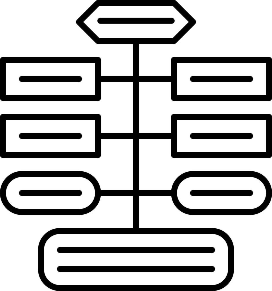 Algorithm Chart Icon Or Symbol In Line Art. vector