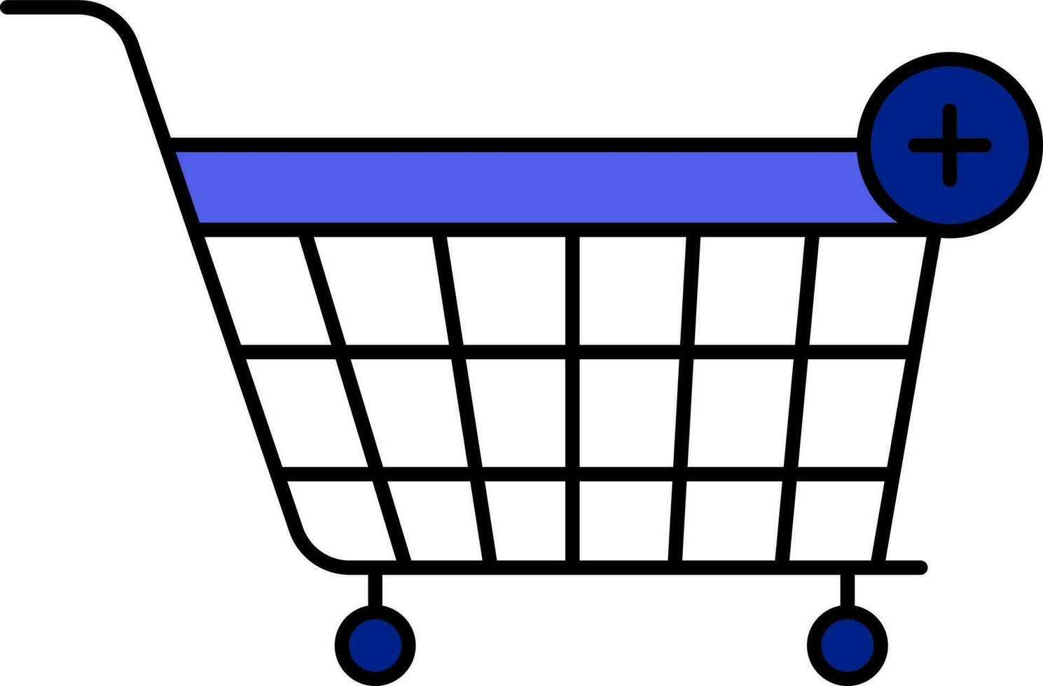 Add Cart Icon In Blue And White Color. vector