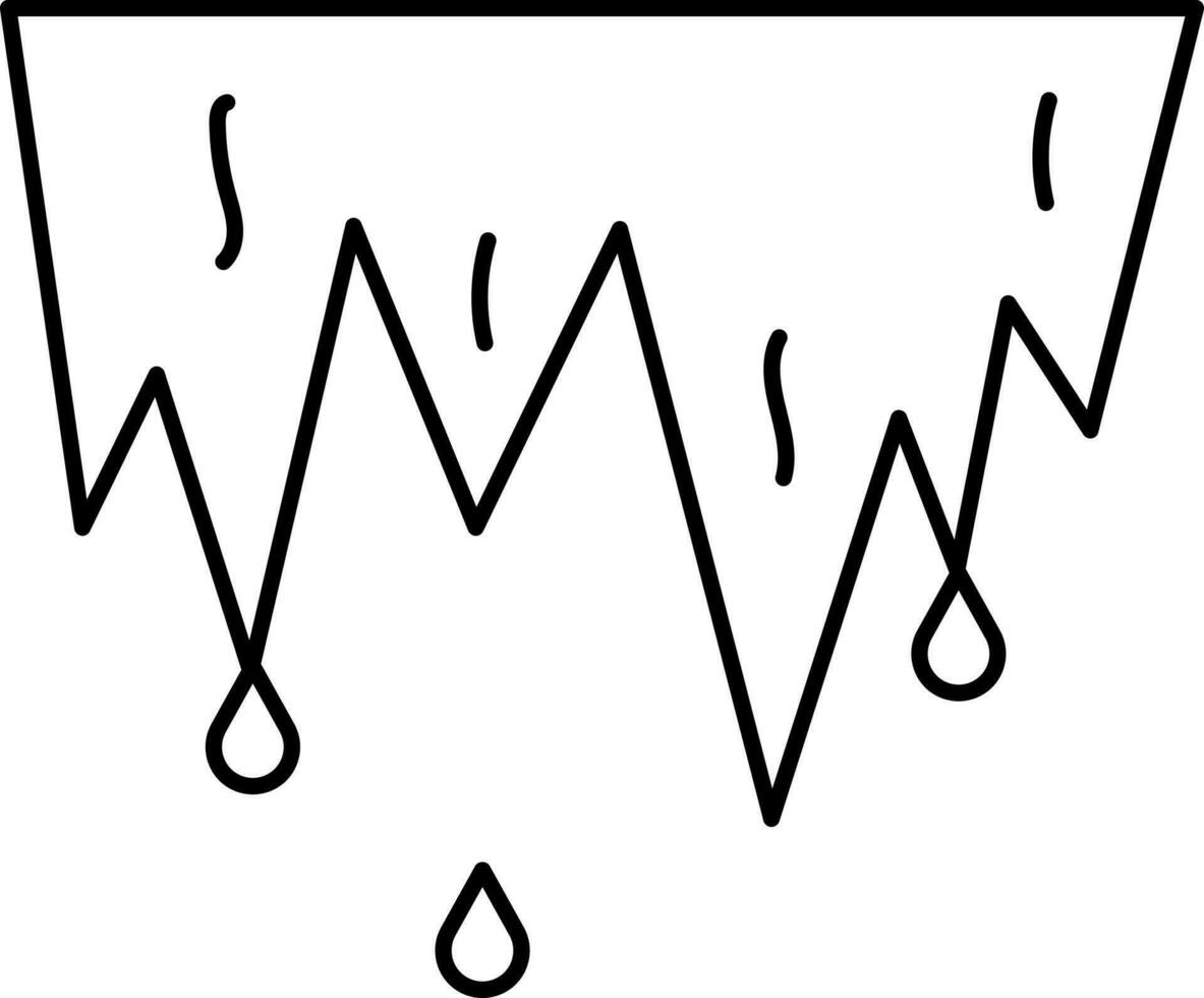 Dripping Icicles Icon In Black Line Art. vector