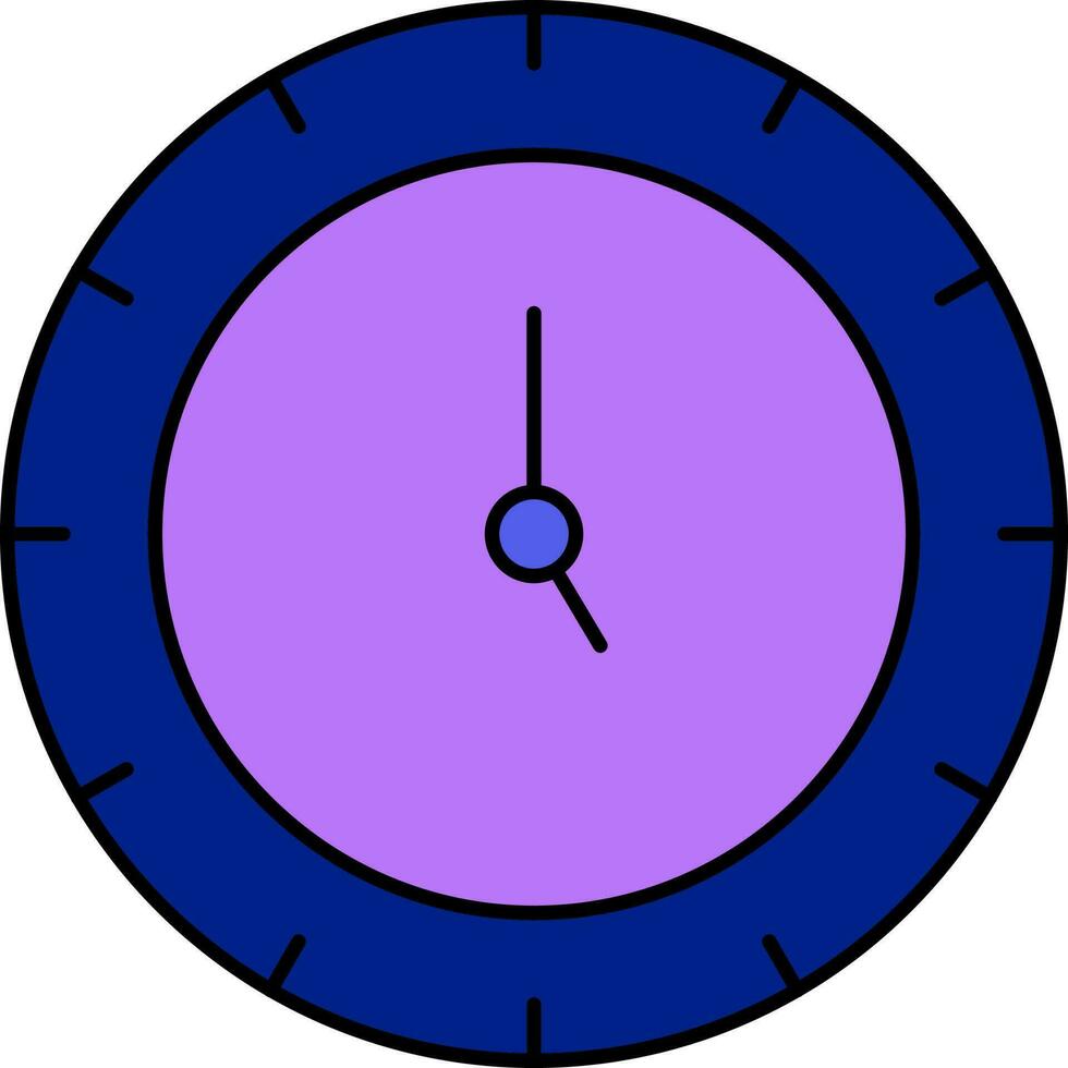 Purple And Blue Clock Icon In Flat Style. vector