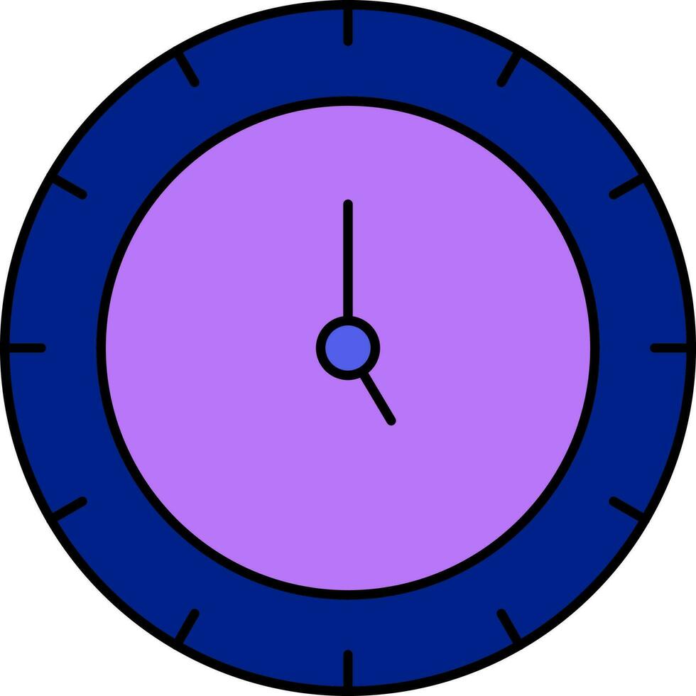 Purple And Blue Clock Icon In Flat Style. vector