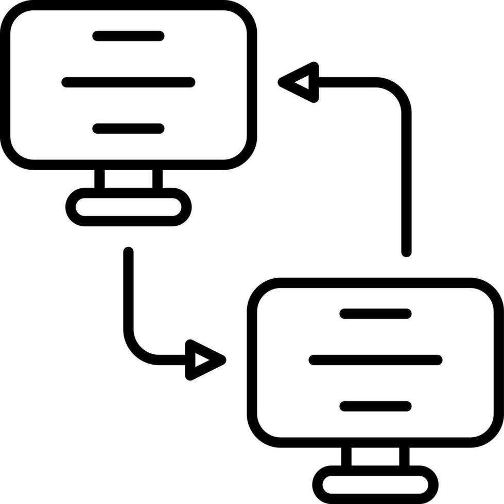 Computer Transfer Or Exchange Icon In Black Outline. vector