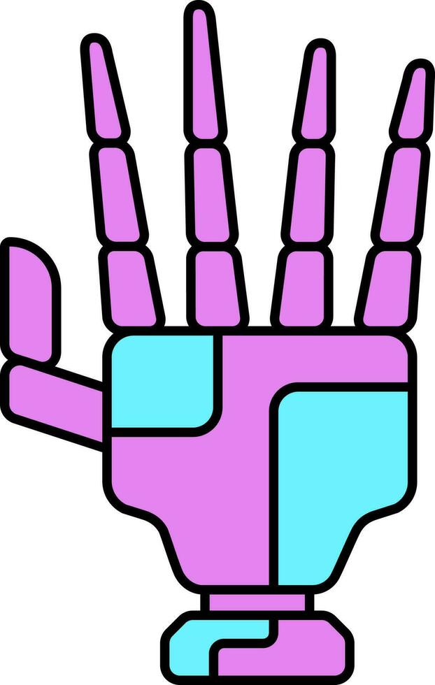 Pink And Blue Robotic Hand Flat Icon. vector