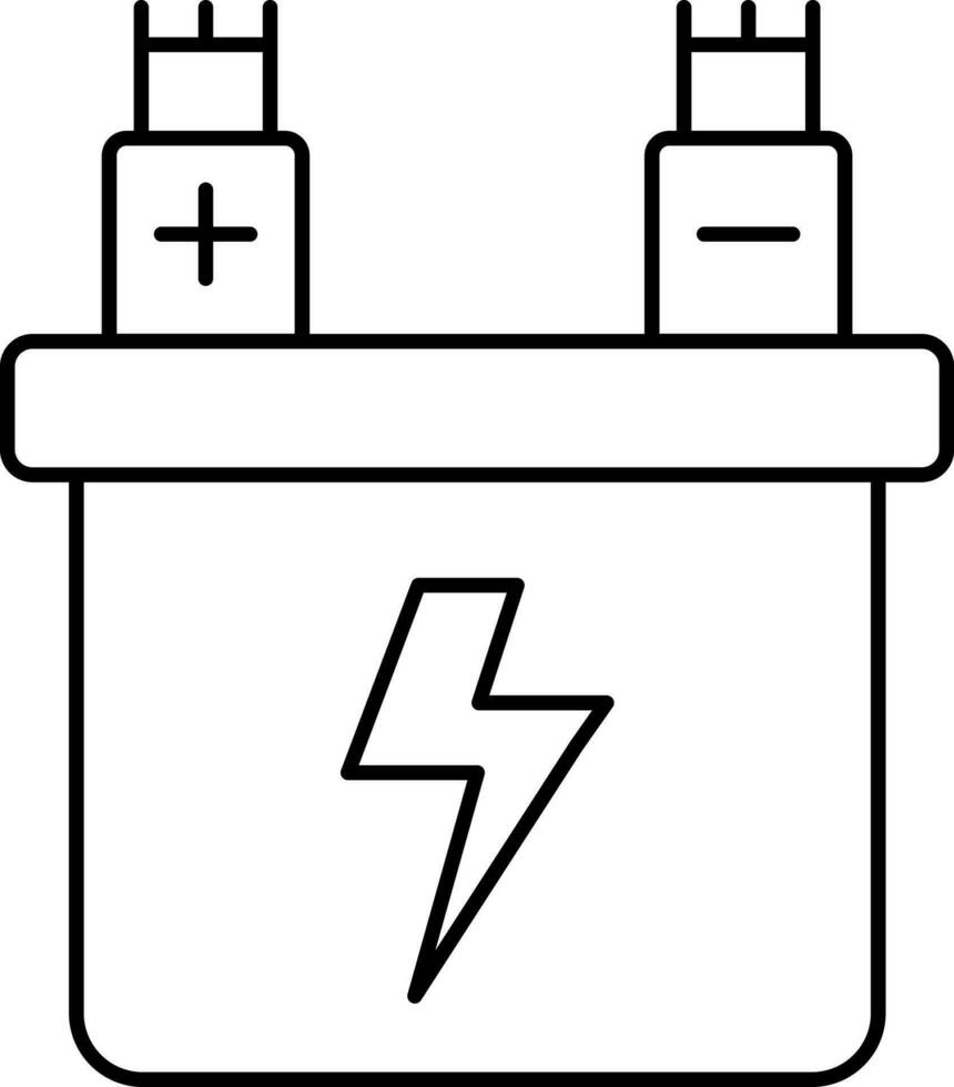 Black Stroke Illustration Of Tubular Battery Icon. vector