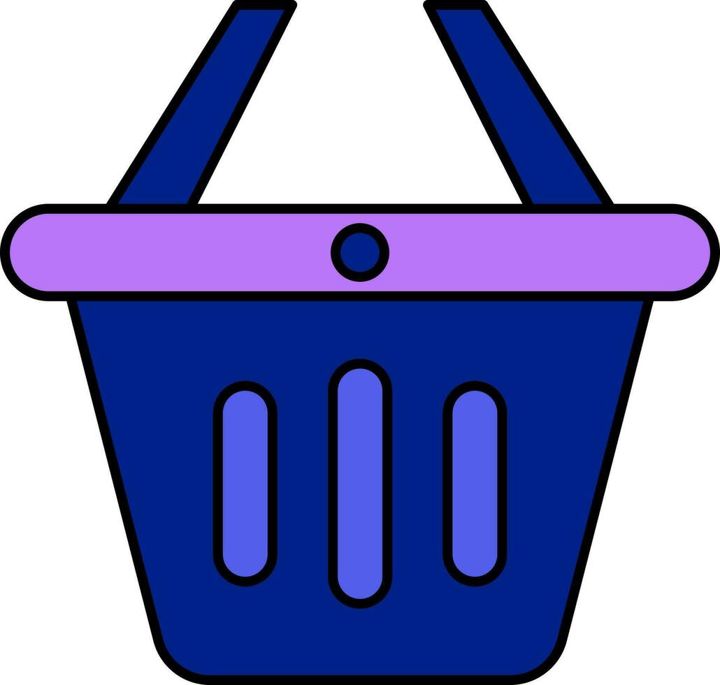 Purple And Blue Shopping Basket Flat Icon. vector