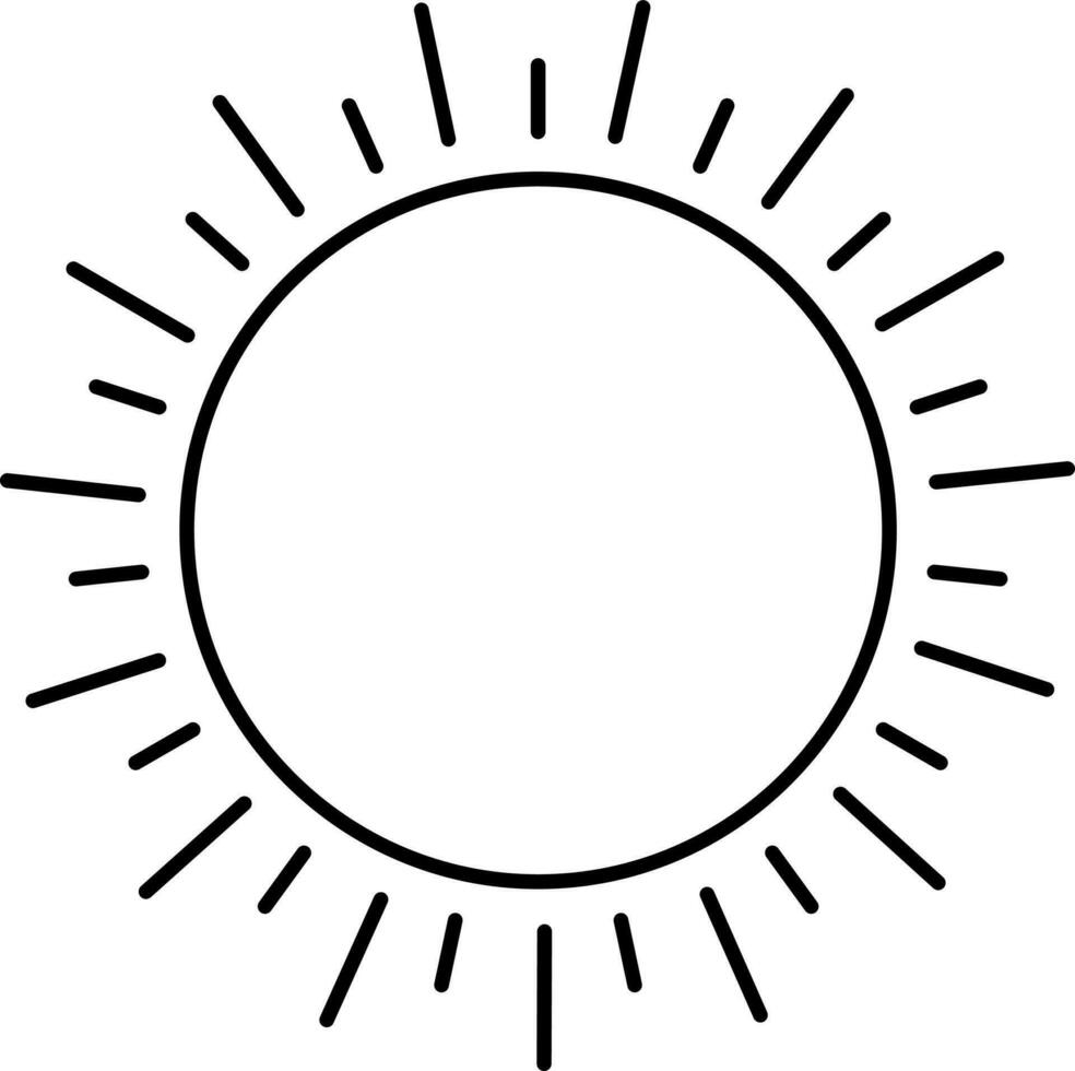 Black Outline Illustration Of Sun Icon. vector
