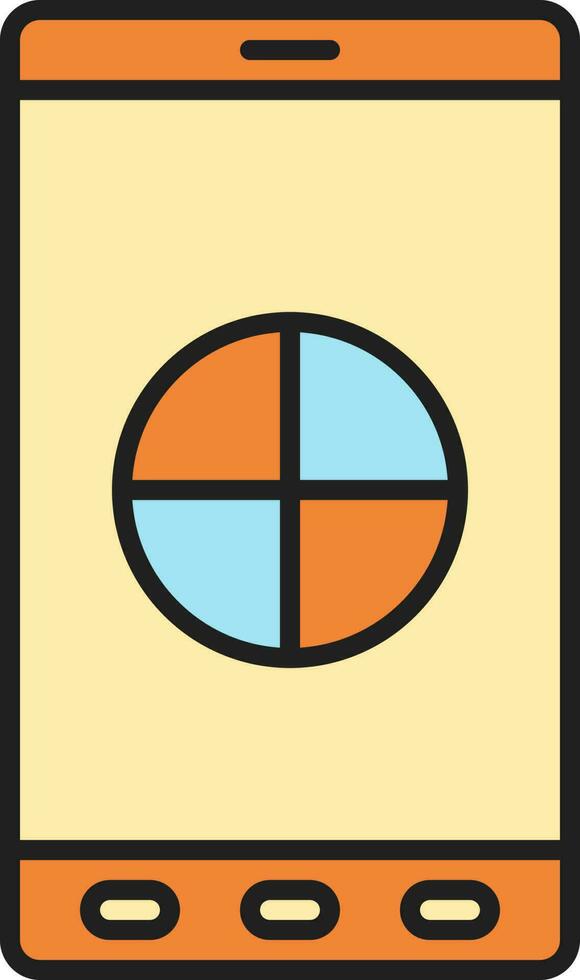 Pie Chart Smartphone Screen Colorful Icon Or Symbol. vector