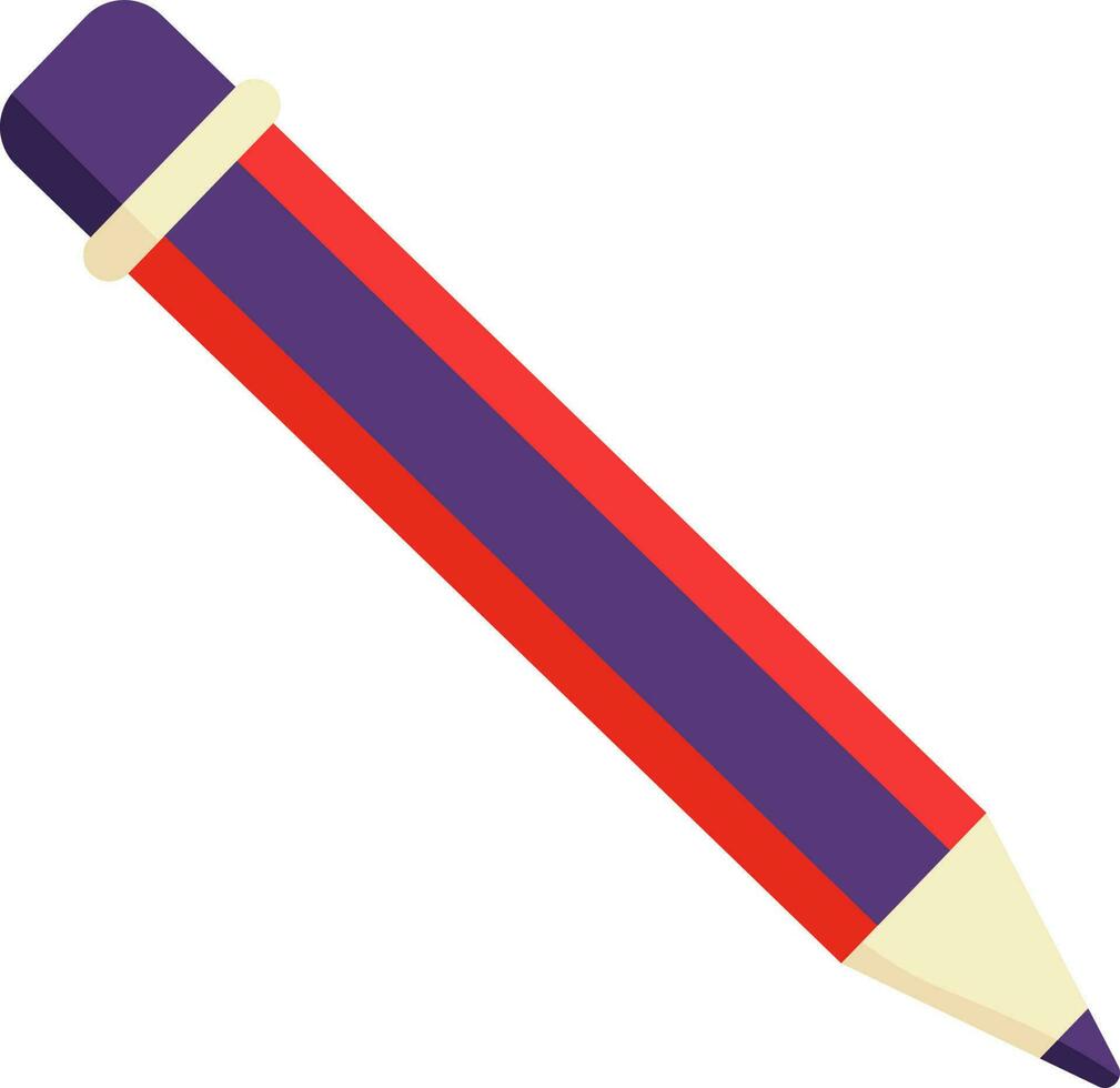 Isolated Pencil Flat Icon In Purple And Red Color. vector