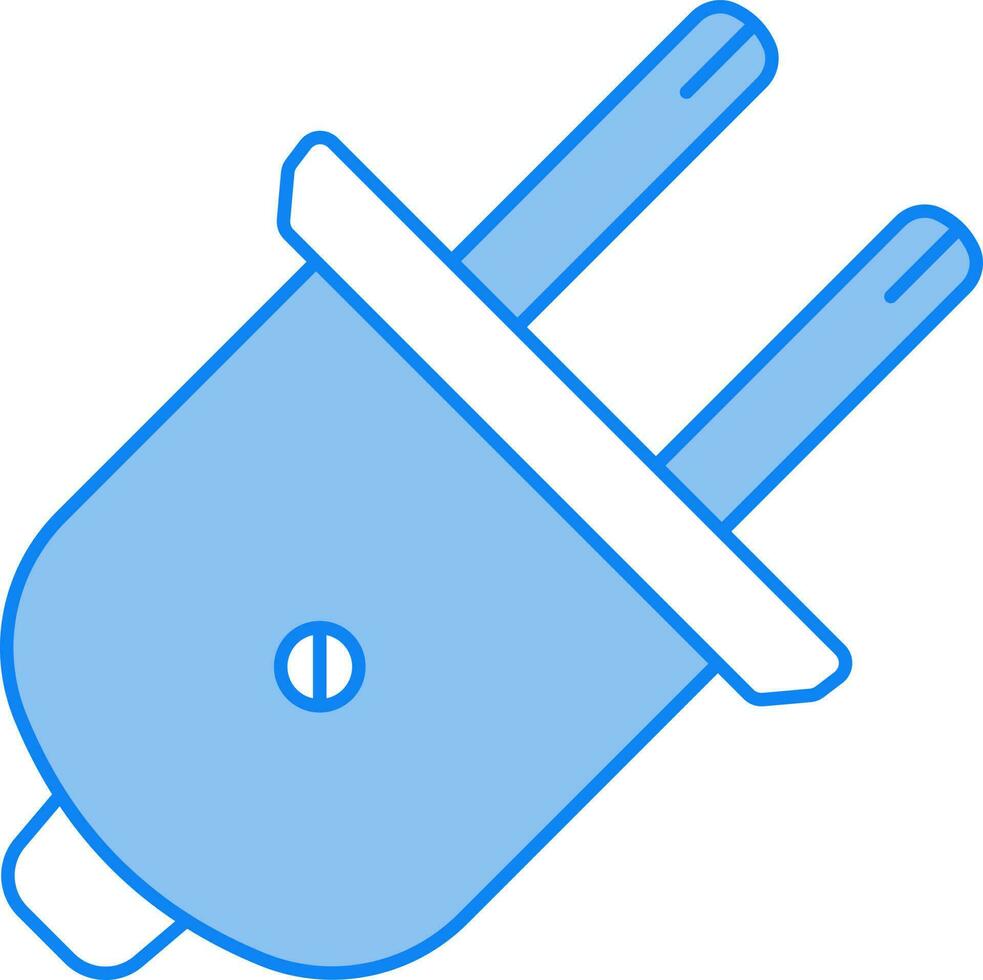Wireless Plug Flat Icon In Blue And White Color. vector