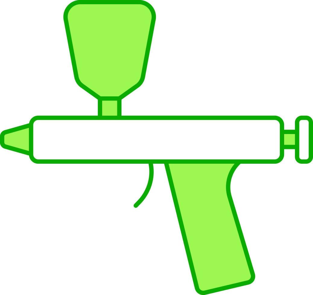 Flat Style Spray Gun Icon In Green And White Color. vector