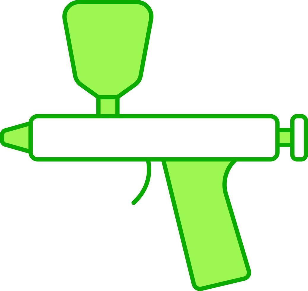 Flat Style Spray Gun Icon In Green And White Color. vector