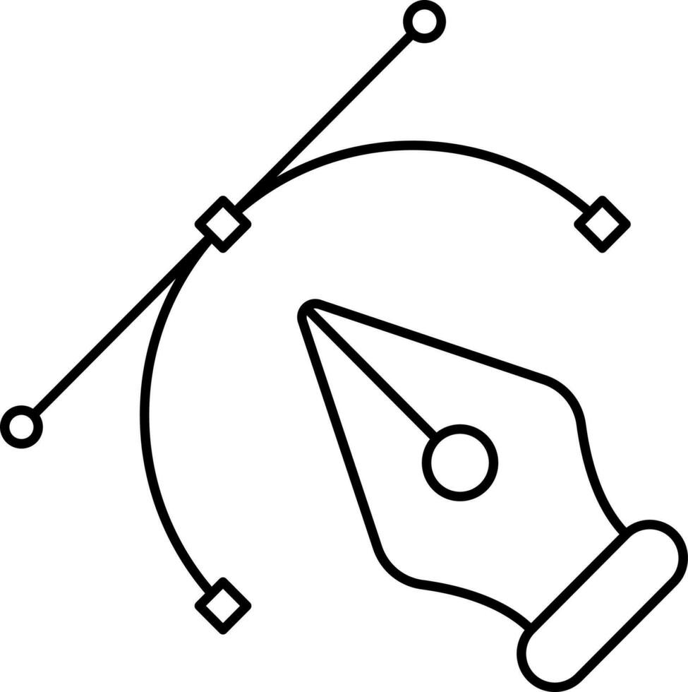 Pen Tool Icon Or Symbol In Black Line Art. vector