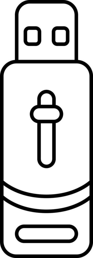 Black Thin Line Art Of Flash Drive Icon. vector
