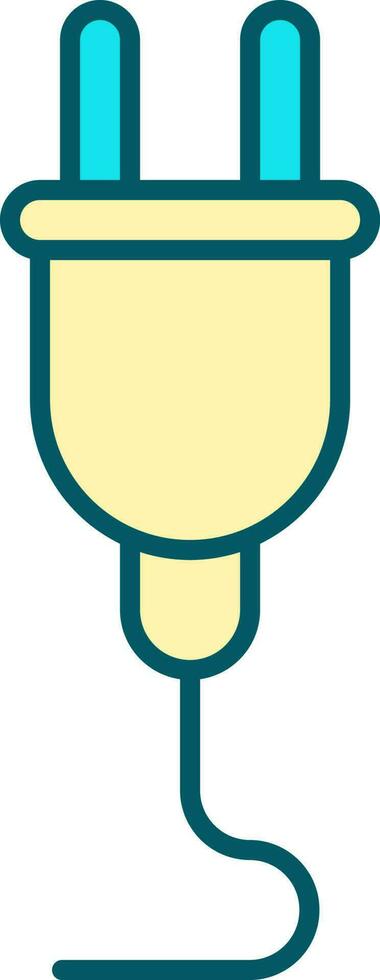 Flat Style Plug Icon In Turquoise And Yellow Color. vector