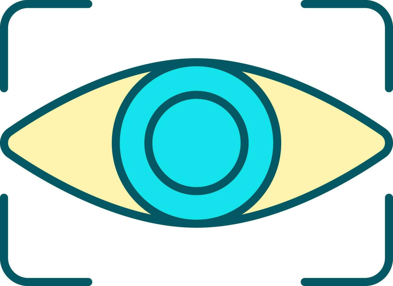 Turquoise And Yellow Eye Scan Icon In Flat Style. vector