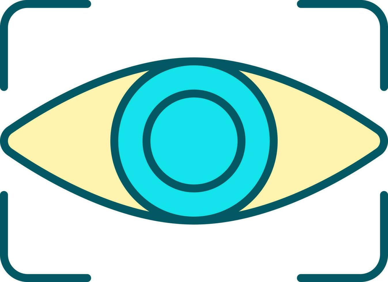 Turquoise And Yellow Eye Scan Icon In Flat Style. vector