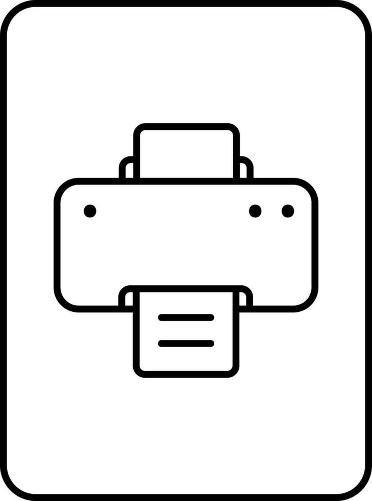 Printer Symbol Sqaure Icon In Black Line Art. vector