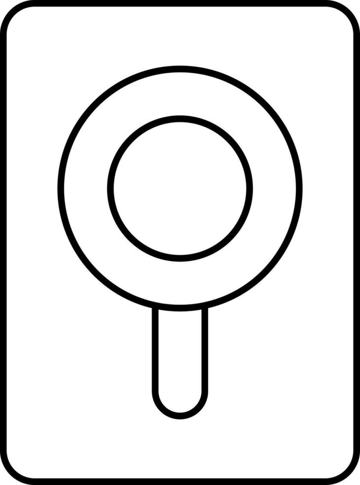 Magnifying Glass Sqaure Icon In Black Line Art. vector