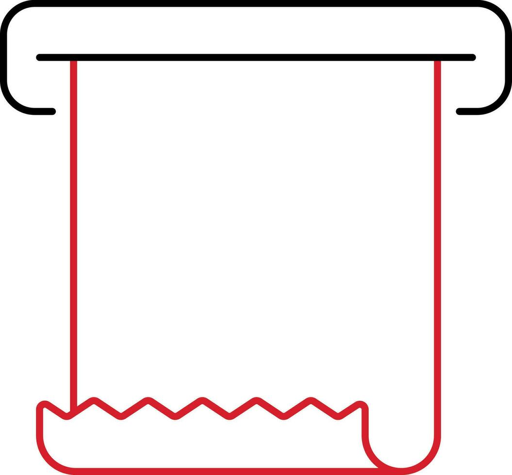 Scroll Receipt Paper Icon In Black And White Line Art. vector