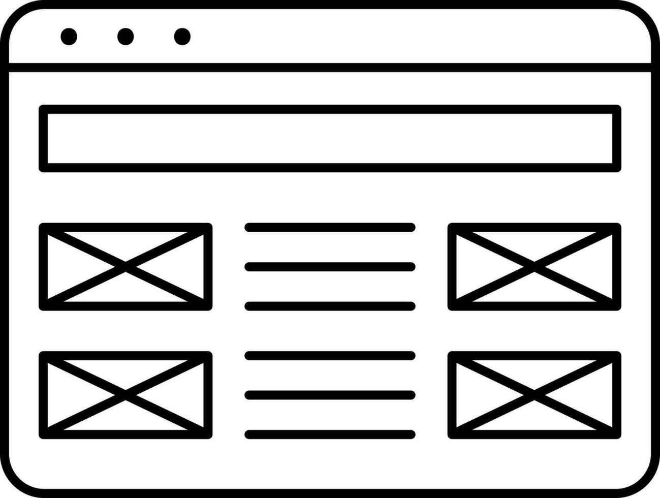 Web Wireframe Icon In Black Line Art. vector