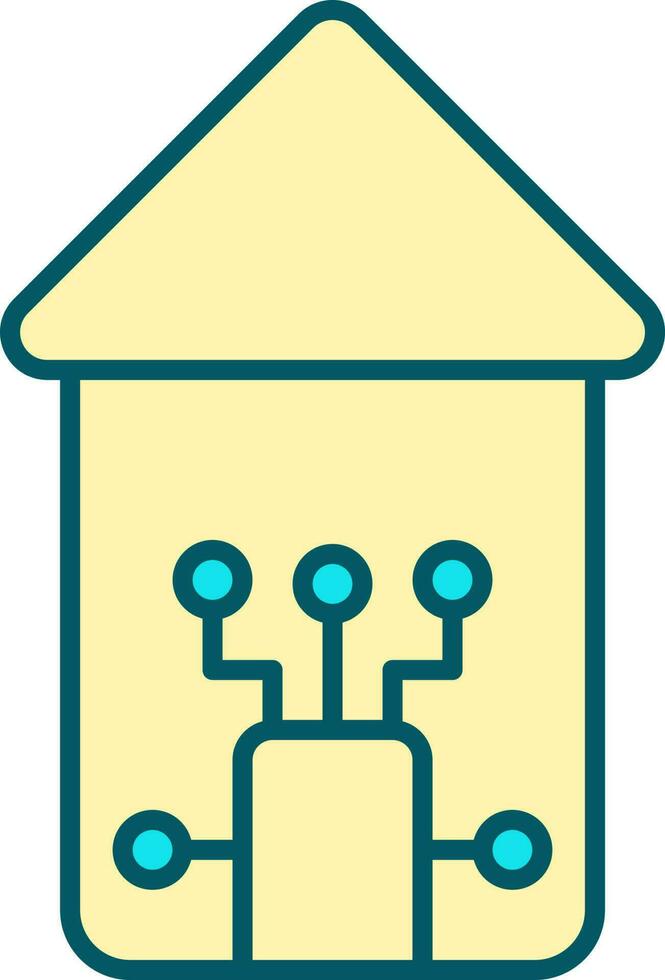 Digital Home Icon In Yellow And Turquoise Color. vector