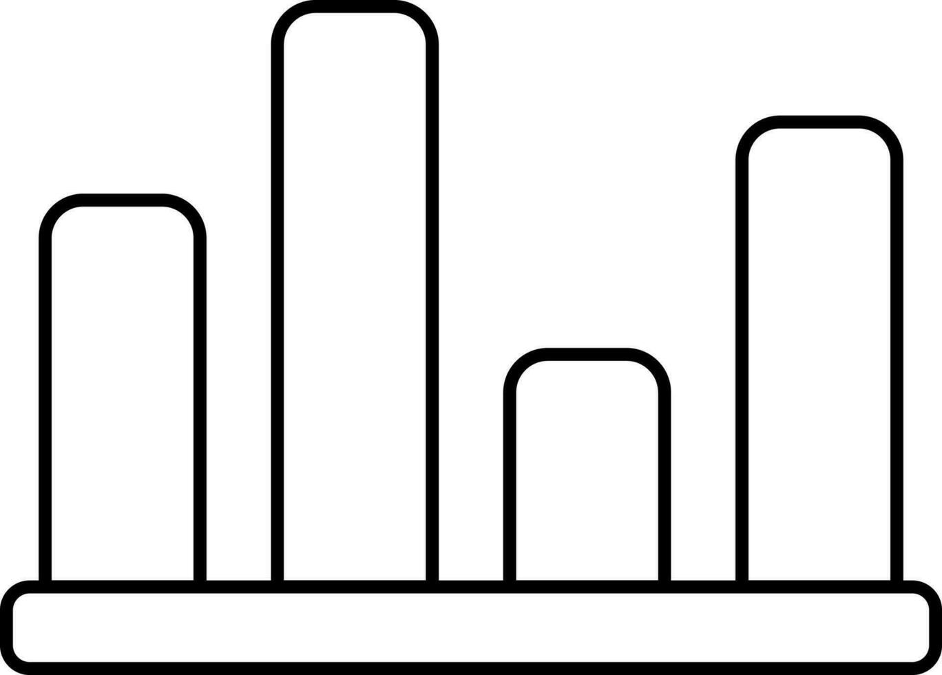 cuatro nivel bar gráfico icono en negro línea Arte. vector