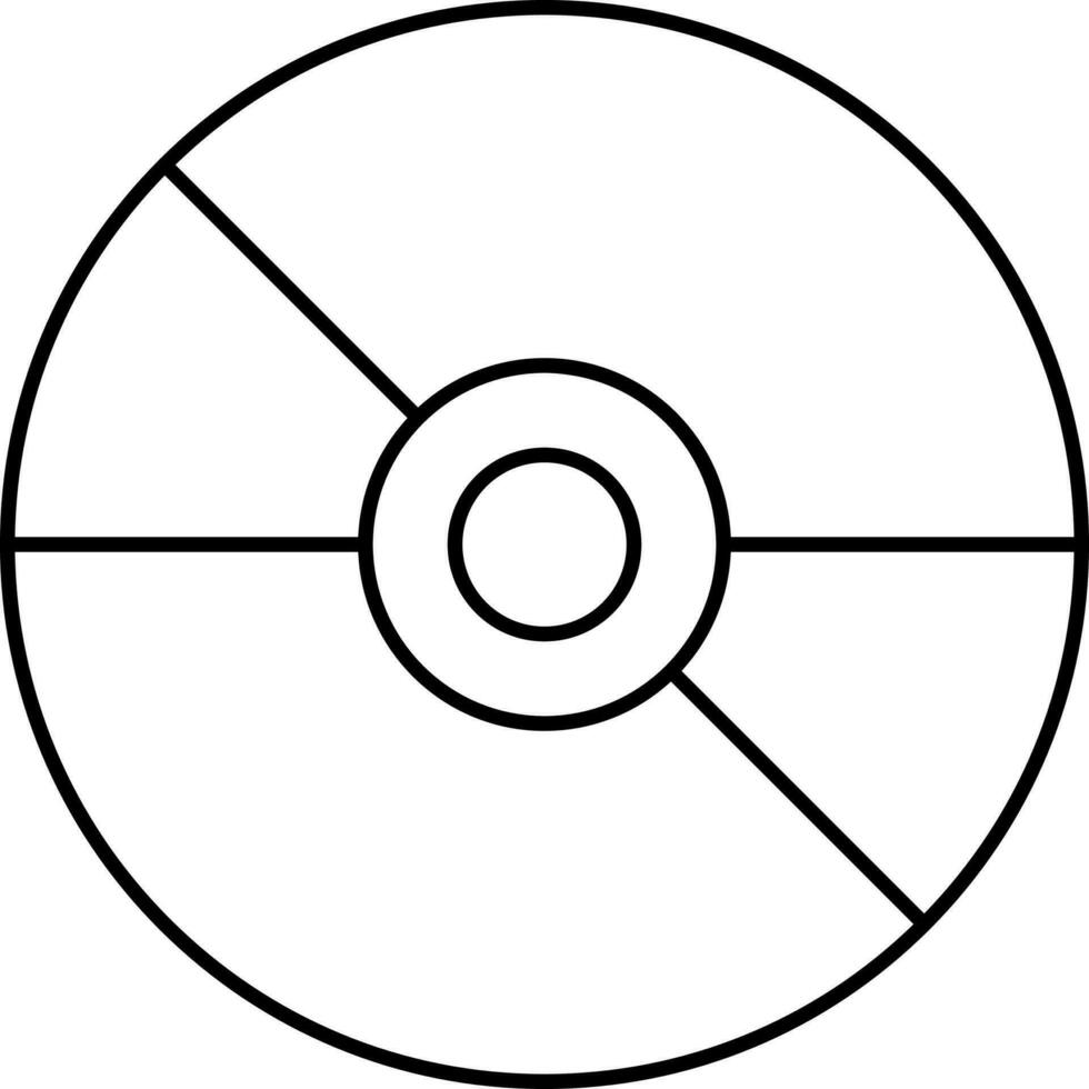 Disc Icon Or Symbol In Black Line Art. vector