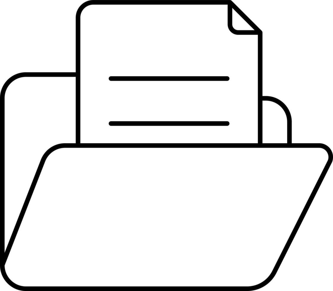 Illustration Of File Folder Icon In Black Line Art. vector