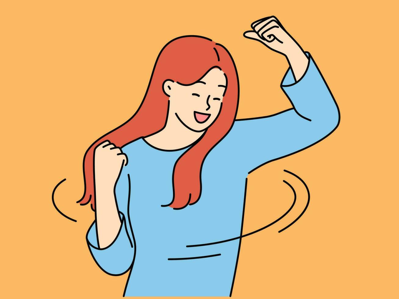 lleno de alegría joven mujer sensación emocionado con bueno noticias. sonriente niña celebrar éxito o ganar. victoria y promoción. vector ilustración.