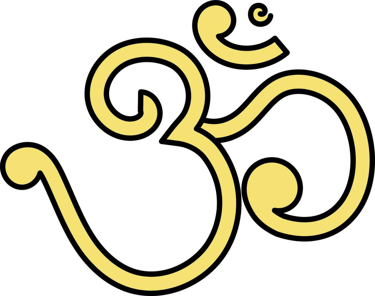 Illustration Of Hindi Font Ohm Icon In Yellow Color. vector