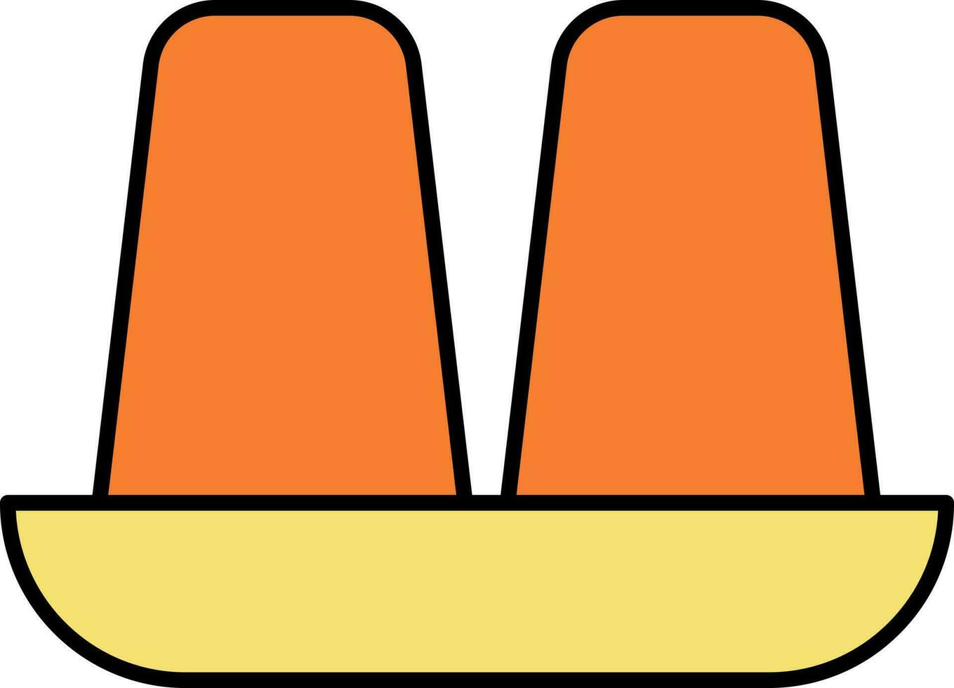Flat Style Jaggery Plate Icon In Orange And Yellow Color. vector