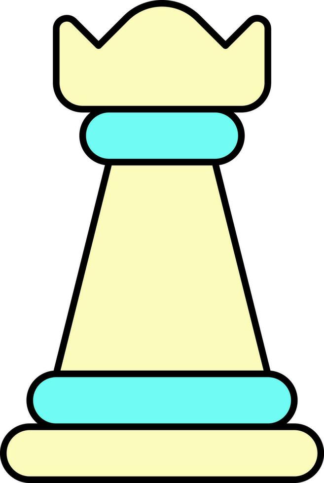 Isolated Chess Rook Icon Yellow And Turquoise Color. vector