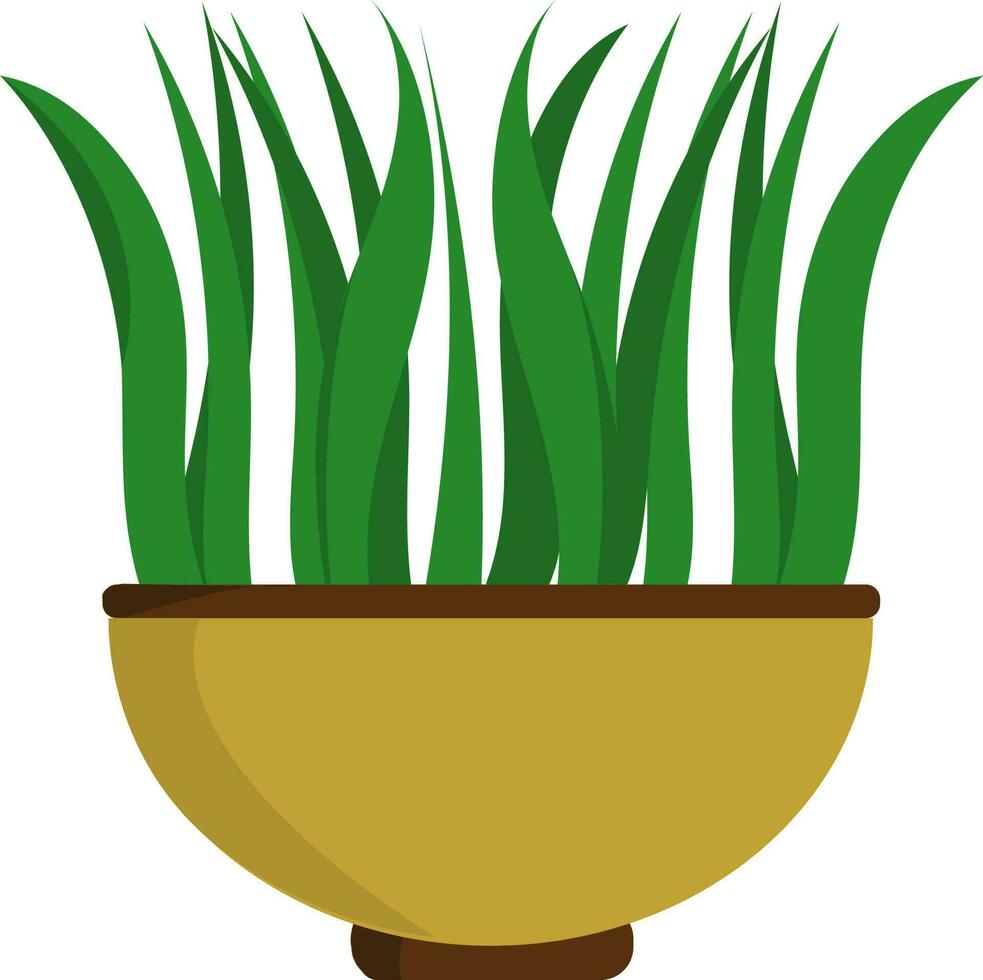 Green And Yellow Barley Grass Icon In Flat Style. vector