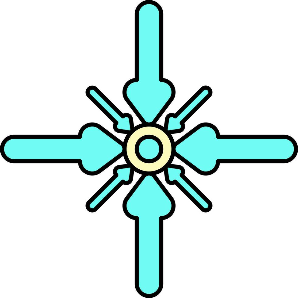 Turquoise Meet Point Place Icon In Flat Style. vector