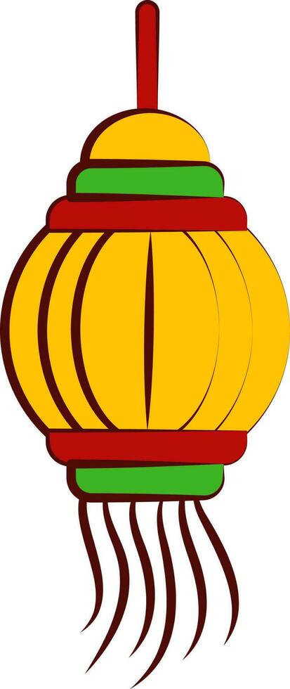 circular papel linterna icono en rojo y amarillo color plano estilo. vector