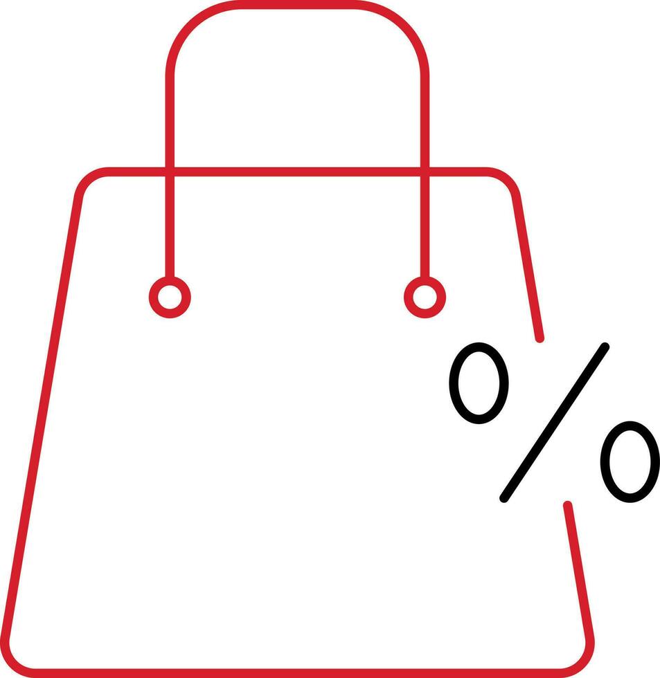 Red And Black Linear Shopping Bag For Sale Offer Icon. vector