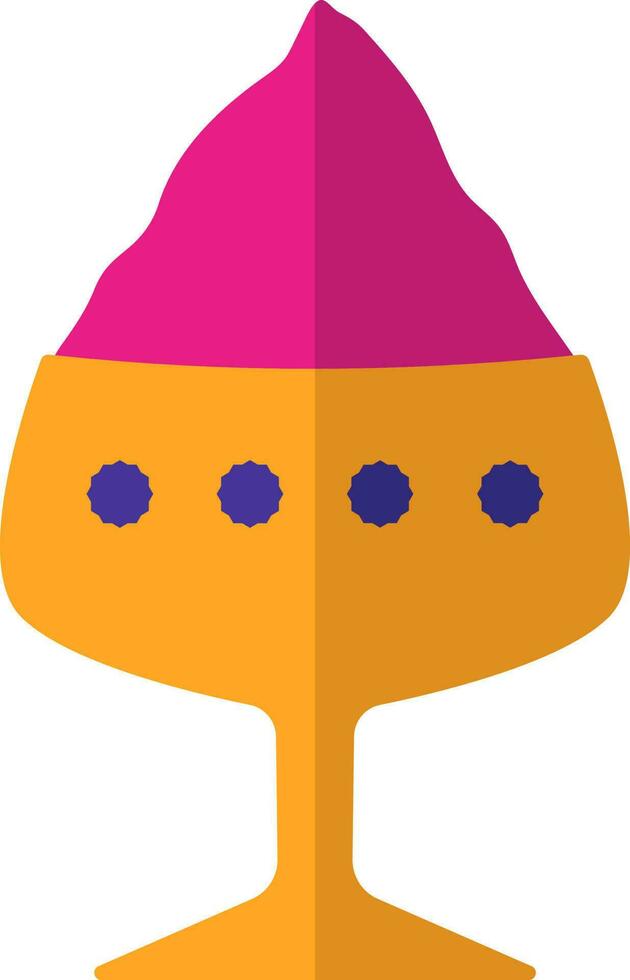 Pink Kumkum Traditional Pot Flat Icon. vector