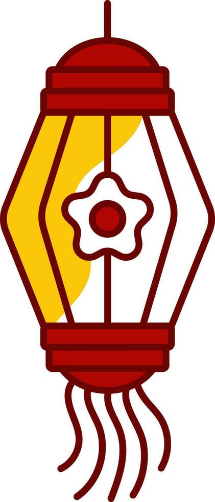 Circular Paper Lantern Icon In Red And Yellow Color Flat Style. vector