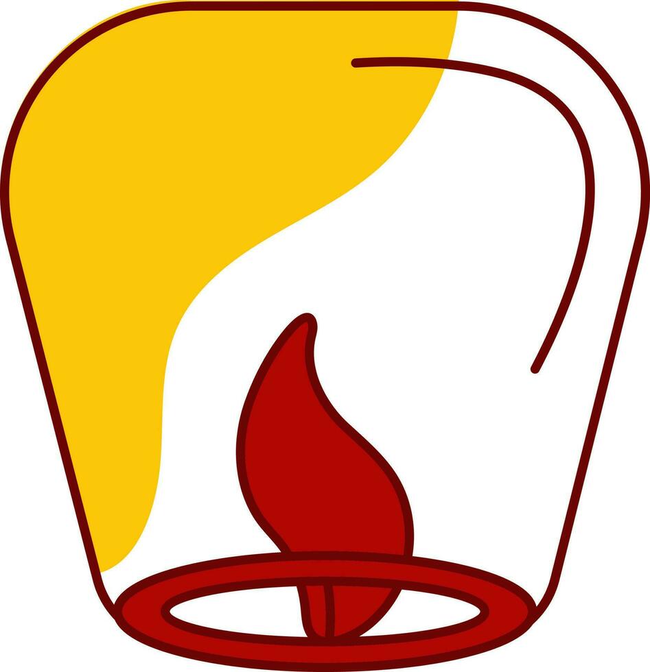 Illustration Of Red And Yellow Colour Sky Lantern Icon. vector