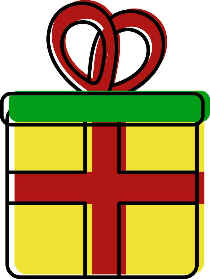 Red And Yellow Gift Box Icon In Flat Style. vector