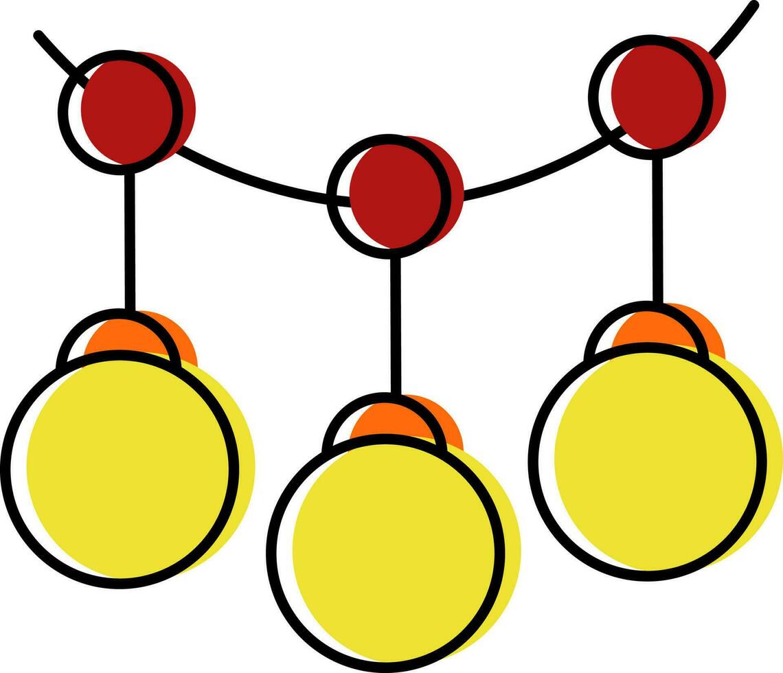 aislado colgar vistoso cuerda luces icono en plano estilo. vector