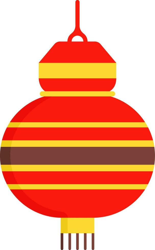 Circular Paper Lantern Icon In Red And Golden Color. vector