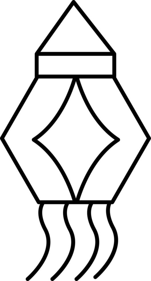 Isolate Lantern Icon In Black Outline. vector